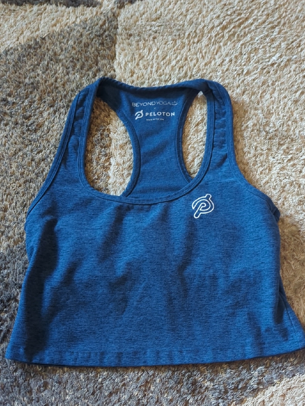 Beyond Yoga X Peloton Crop Tank Sports Bra Blue Medium Athletic Comfy